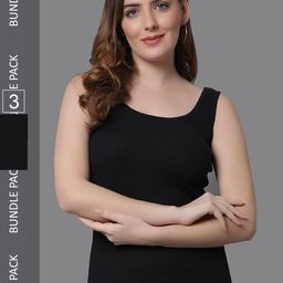 Kex Women Pack Of 3 Cotton  Round Neck Tank Top Camisoles-image-22