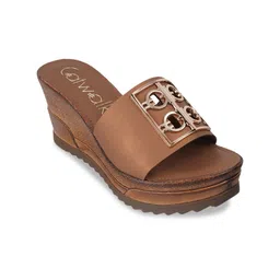 Catwalk Embellished Open Toe Leather Wedge Heels-58