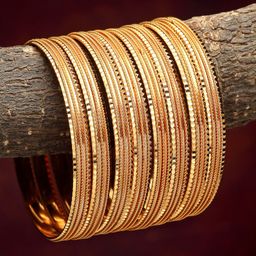 Kennice Set Of 8 Gold-Plated Textured Bangles-image-87
