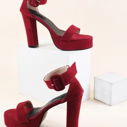 Try Me Open Toe Buckles Ankle Loop Platform Heels-50