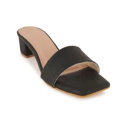 Mast & Harbour Black Textured PU Block Heels-41