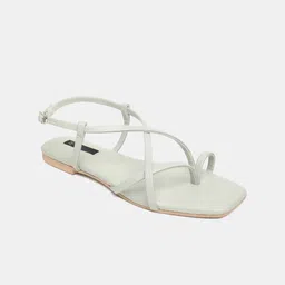W Women Green One Toe Flats-picture-53