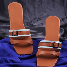 CLOSHO Striped Buckled Open Toe Flats-image-82