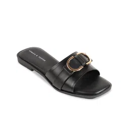 LEMON & PEPPER Buckled Open Toe Flats-0