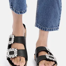 ZORI WORLD Women Embellished Open Toe Flats with Buckles-image-40