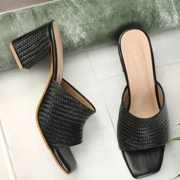 ICONICS Textured Open Toe Block Heels image 2