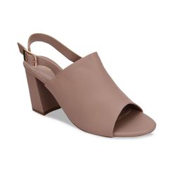 Rocia Nude-Coloured Peep Toe Block Mules-41