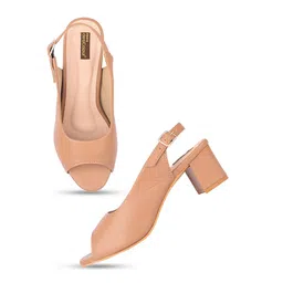 DESI COLOUR Block Peep Toe Heels-27