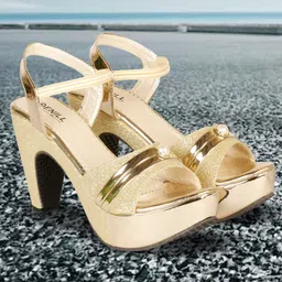 Denill Gold-Toned Embellished Block Heels-picture-14