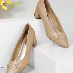 Flat n Heels Embellished Pointed Toe Block Pumps-7