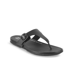 fitflop Women Open Toe Leather T-Strap Flats with Buckle Detail-image-35