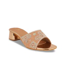 pelle albero Coral & Rose Gold Party Block Sandals-image-33