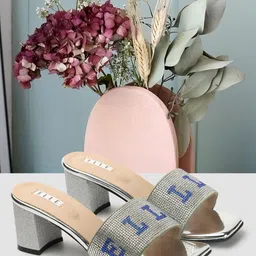 ELLE Embellished Open Toe Block Heels-11