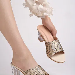 Shoetopia Girls Embellished Party Block Mules-19
