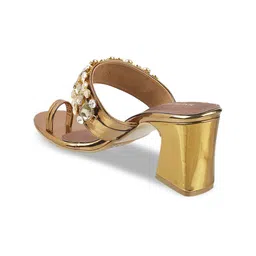 Mochi Gold-Toned Embellished Block Mules image 2