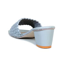 Glitzy Galz Grey Textured Block Sandals image 2