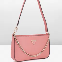 GUESS Solid PU Baguette Shoulder Bag with Two Handles image 2