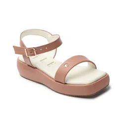 ELLE Open Toe Flatform Heels With Buckle Closure image 2