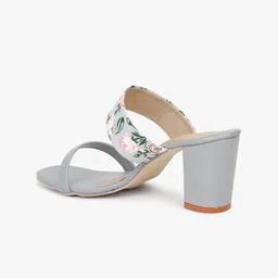 Glitzy Galz Grey Printed Block Heels image 3