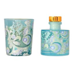 TAYHAA Blue 3 Pieces Golden Aura Scented Candle With Fragrance & Reeds image 4