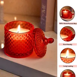 TAYHAA Red Textured Aura Scented Candle With Jar & Lid image 4