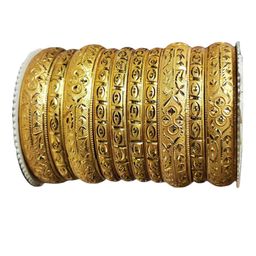 leshya Set of 10 Brass-Plated Etching Work Bangles image 3