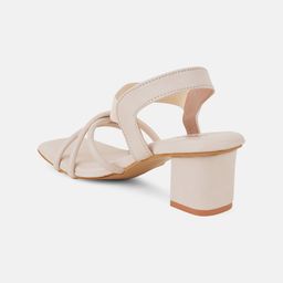 DressBerry Cream-Coloured Open Toe Block Heels image 3