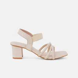 DressBerry Cream-Coloured Open Toe Block Heels image 4