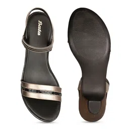 Bata Embellished Open Toe Block Heels Backstrap image 4