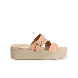 ELLE Open Toe Textured Flatform Heels with Buckles image 3