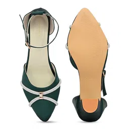 CLOG LONDON Pointed Toe Embellished Block Heels With Ankle Loop image 4