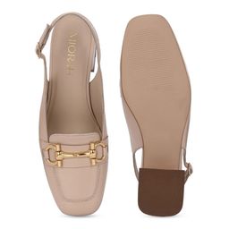 MIORAH Leather Party Block Pumps with Buckles image 3