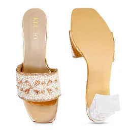 KLEXIO Embellished Open Toe Block Block Heels image 5