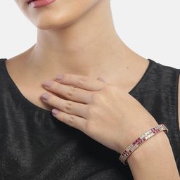 YouBella Set of 2 Magenta Gold-Plated Stone-Studded Bangles image 5