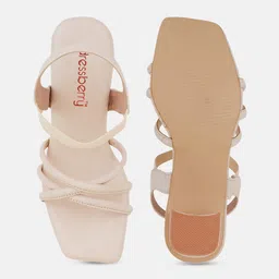 DressBerry Cream-Coloured Open Toe Block Heels image 2