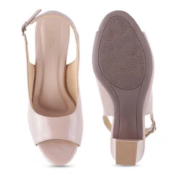 Tresmode Textured Peep Toe Backstrap Block Heels image 2