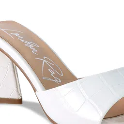 London Rag White Textured Party Block Heels image 3