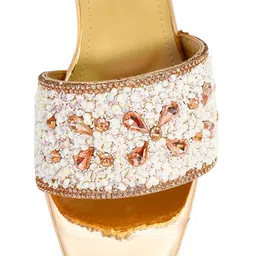 KLEXIO Embellished Open Toe Block Block Heels image 3