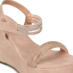 Truffle Collection Embellished Open Toe Backstrap Wedges image 2