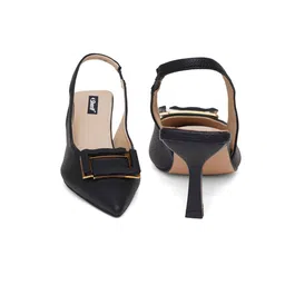 Sherrif Shoes Textured PU Party Block Pumps with Buckles image 4