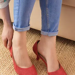 SCENTRA Woven Design Pointed Toe Kitten Heels-46