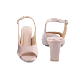 Tresmode Textured Peep Toe Backstrap Block Heels image 4