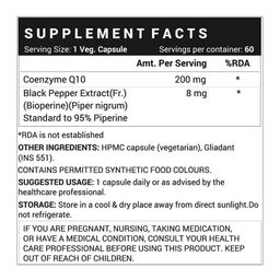 INLIFE Coenzyme Q10 200mg with Bioperine,  60 capsules  image 2