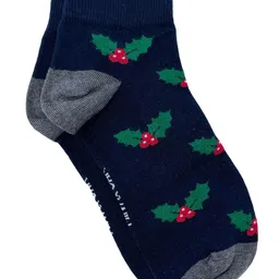 Mint & Oak Men Navy Blue Patterned Ankle-Length Socks-35
