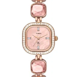 Timex Women Brass Dial & Stainless Steel Bracelet Style Straps Analogue Watch TWEL17101-image-2