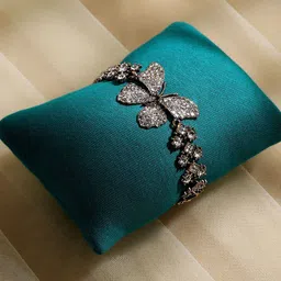SOHI Gold-Plated Stones Studded Crystal Butterfly Wraparound Bracelet-5
