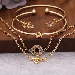 Jewels Galaxy Women Set of 4 Gold-Plated Charm Bracelet-image-60