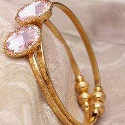 Kennice Women Set Of 2 Gold-Plated Kada Bracelets-image-95
