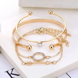 Jewels Galaxy Women Set of 4 Gold-Plated Bangle-Style Bracelet-1