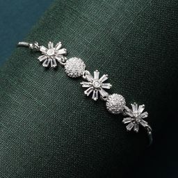 Kennice Rhodium-Plated American Diamond Wraparound Bracelet-10